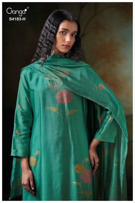 Feriel 4183 By Ganga Bemberg Russian Silk Designer Salwar Suits Wholesale Online
